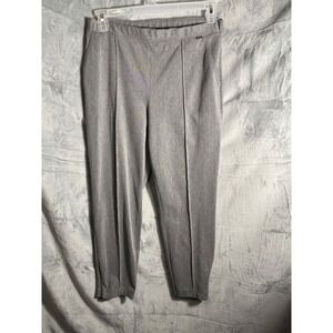 St. John Bird's Eye side-zip pull on pants Gray Melange Gray Pleated Size 10